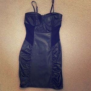 Black faux leather dress